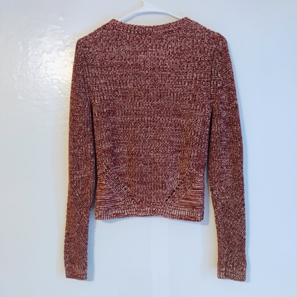 H&M Divided Marled Knit Cropped Sweater XS Burgundy Long Sleeve - Picture 4 of 4